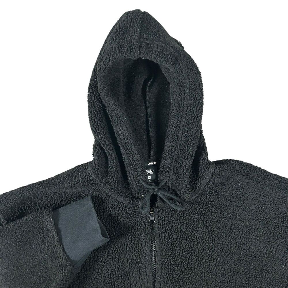 Nike SB Black Sherpa Sail Hoodie Full Zip Mens Small Fleece Jacket CJ6600-010